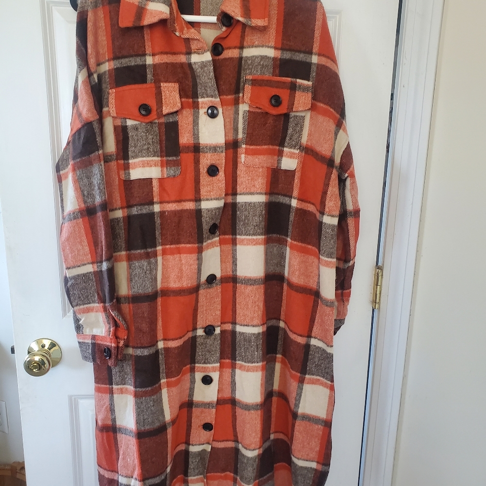 Orange plaid shacket size L